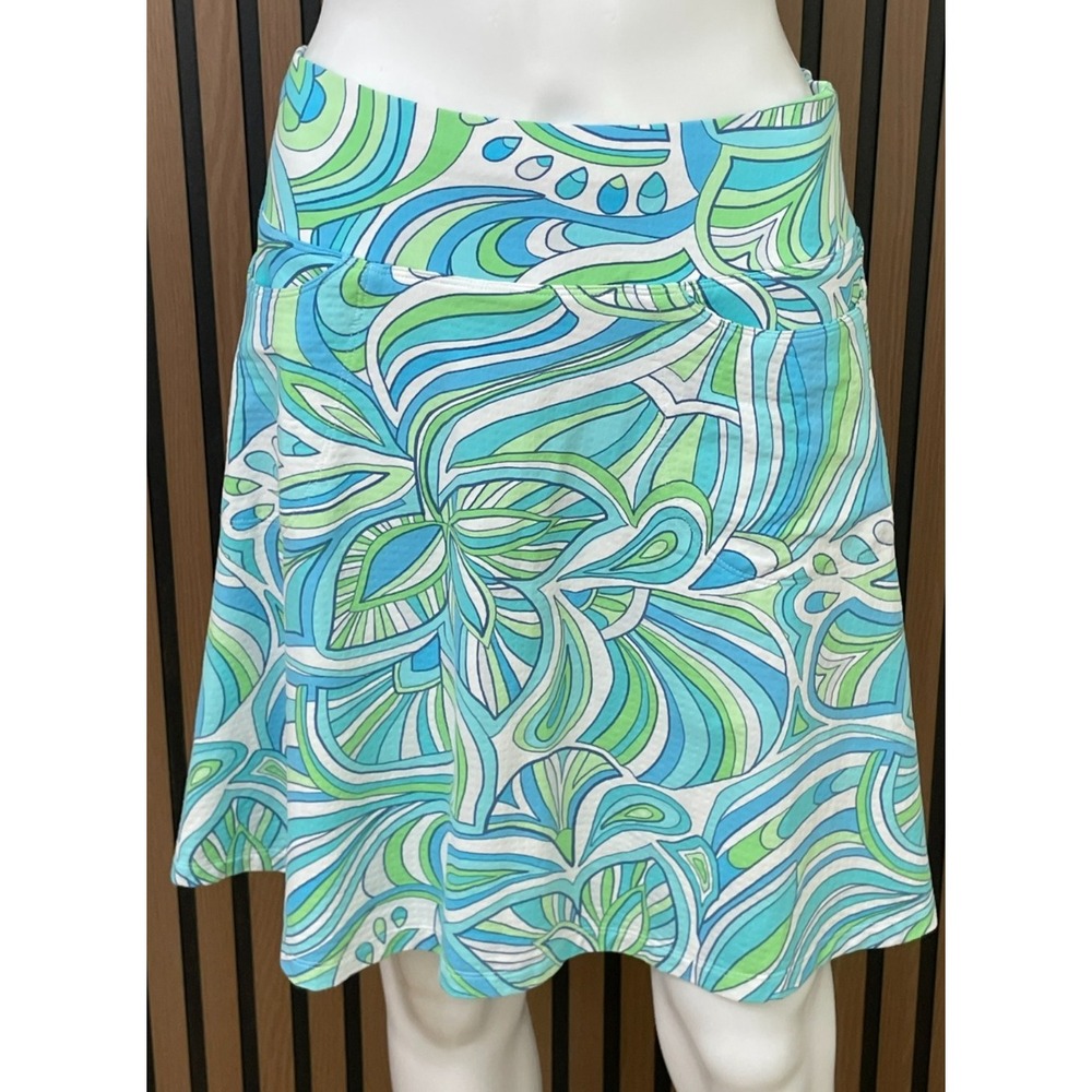 Icikuls Women's M Blue Skirt A-Line‎ Mini Abstract Athletic Golf Tennis Sport